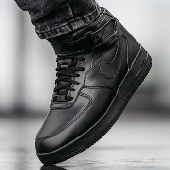 Кроссовки зимние мужские и женские Ni Air Force 1 black с мехом / Най аир Форс 1 черные на меху 43