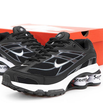 Кроссовки мужские Ni Shox Ride 2 Supreme Black White / Най Шокс черные 43