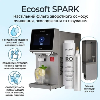 Настольный фильтр обратного осмоса Ecosoft SPARK с нагревом, охлаждение и газированием воды аппарат для газировки воды
