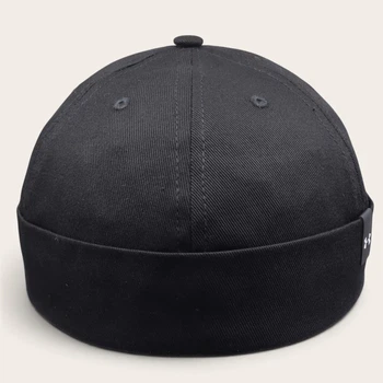 Шапка-кепка біні Docker Cap U.A. чорна чоловіча літня | Докерка без козирка з бавовни Cotton | Розмір 56-58 регульований
