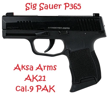 Пистолет сигнальный Aksa Arms AK21 Sig Sauer P365 cal.9 PAK Black