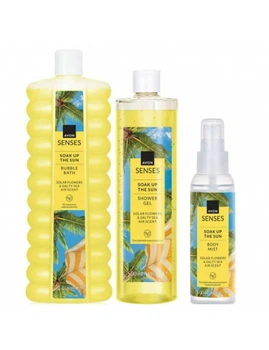 Подарунковий набір AVON SENSES «Сонячні обійми» 3 в 1 гель для душу 500 мл + піна для ванни 1000 мл + спрей для тіла 100 мл
