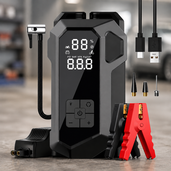 Пусковое устройство с LED-подсветкой JUMP STARTER 18B 4в1 2000А 16000 мАч + компрессор