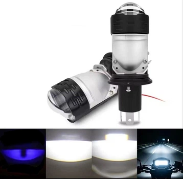 Світлодіодна лампа H4 LED Moto Білий / Білий / Blue Demon Eye Lens WW-1