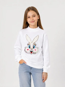Свитшот теплый для девочки Bunny Smile Time СмаилТайм белый рост 110 (ZT26-23-1)