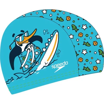 Шапка для плавания Speedo PRINTED POLYESTER CAP IU синий, зеленый OSFM