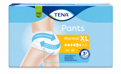 Урологические трусы-подгузники для взрослых Tena Pants Normal, размер XL (120–160 см), 5.5 капель, 30 шт