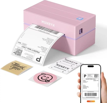 Принтер етикеток для доставки MUNBYN Bluetooth, бездротовий термопринтер 4x6 для посилок