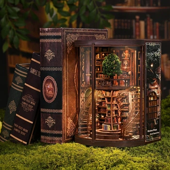 Румбокс DIY "Бібліотека мудрості" з підсвіткою, букнук для книжкової полиці, 3D конструктор