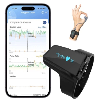 Пульсоксиметр ViATOM с Bluetooth — манжет-браслет для мониторинга насыщения O2 и пульса