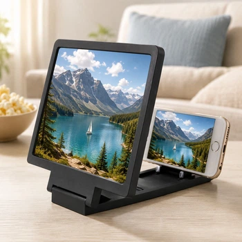 3D увеличитель экрана смартфона 12″ с линзой Френеля и подставкой для телефона