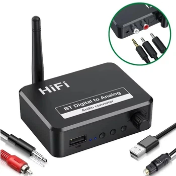 Цифро-аналоговий перетворювач звуку Bluetooth 5.1 DAC, оптичний Toslink (SPDIF) в RCA та AUX 3.5 мм, USB ( BT35 )