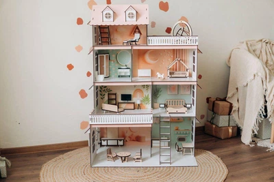 Кукольный дом Sunny Cottage деревянный с мебелью Детский домик для кукол барби девочек lol КОМФОРТ