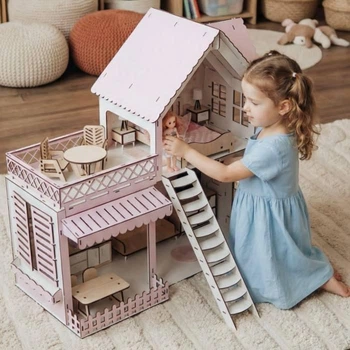 Ляльковий будиночок з дерева Dream Cottage, 2 поверхи, з меблями, комплектація Комфорт