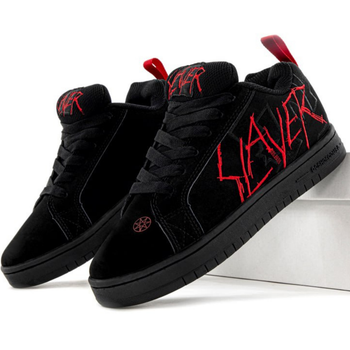 Кроссовки женские и мужские DC х Slayer Court Graffik Black Red / ДС Шуз черные с красным 38