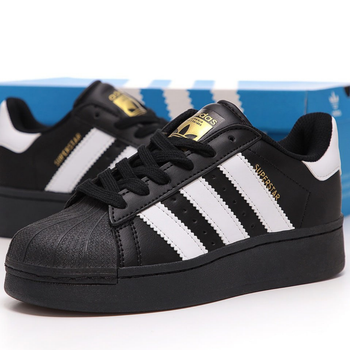 Кроссовки женские Adi Superstar 2W Black White Platform / кеды Ади суперстар 2В платфортм черные 37