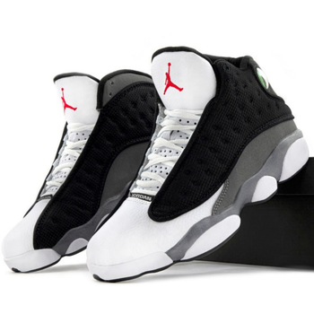 Кроссовки женские и мужские Ni Air Jord 13 Black Flint / Най аир Джорд 13 черные с белым высокие 45