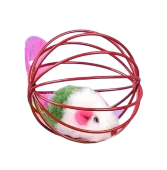 Интерактивная игрушка для игры котов - мышка в мячике красный