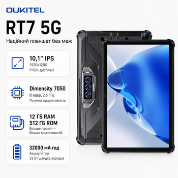 Планшет Oukitel RT7 10.1" FHD+ 12GB/512GB Android Blue (RT7_5G_512_BL)