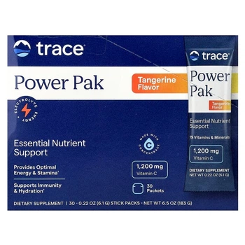 Электролиты Trace Minerals Electrolyte Stamina PowerPak со вкусом мандарина, 30 пакетов