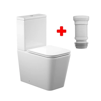Унитаз-компакт Koller Pool Kvadro Smart с сиденьем Soft-close и гофрой KR-0610-RQ-C+KR-0610-RQ-T+KP
