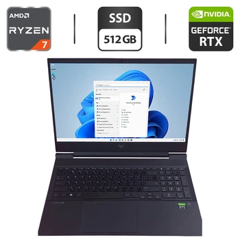 Игровой ноутбук HP Victus 16-e0176ng / 16.1" (1920x1080) IPS / AMD Ryzen 7 5800H (8 (16) ядер по 3.2 - 4.4 GHz) / 16 GB DDR4 / 512 GB SSD / nVidia GeForce RTX 3050 Ti, 4 GB GDDR6, 128 bit / WebCam б/у