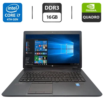 Мобильная рабочая станция HP ZBook 17 / 17.3" (1920x1080) IPS / Intel Core i7-4700MQ (4 (8) ядра по 2.4 - 3.4 GHz) / 16 GB DDR3 / 120 GB SSD + 1000 GB HDD / nVidia Quadro K3100M, 4 GB GDDR5, 256-bit / WebCam / DVD-ROM б/у