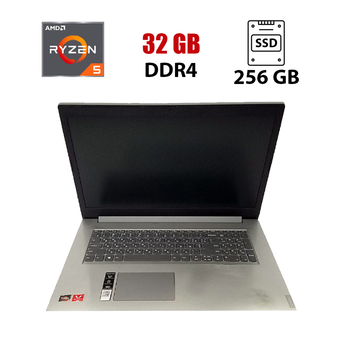 Ультрабук Б-класс Lenovo IdeaPad L340-17API / 17.3" (1600x900) TN / AMD Ryzen 5 3500U (4 (8) ядра по 2.1 - 3.7 GHz) / 32 GB DDR4 / 256 GB SSD NVMe / AMD Radeon Vega 8 Graphics / WebCam / Win 10 Lic б/у