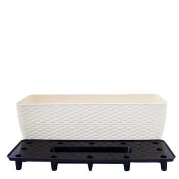 Вазон Ротанг зі вставкою балконний 50х18 см Aleana біла роза 115028