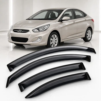 Дефлектори вікон вітровики для Hyundai Solaris Sd 2010/Verna Sd 2010 Скотч 3M (AMH22510) Acrylic 4 шт