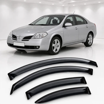 Дефлектори вікон вітровики для Nissan Primera Sd (P12) 2002 Скотч 3M (AMN11002) Acrylic 4 шт
