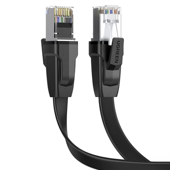 Патч-корд Ugreen NW134 Cat 8 U/FTP RJ45 8 жил плоский 40 Гбит/с 3 м Черный (10982)