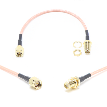 Пигтейл на кабель RG316 - 20 см / SMA male - SMA female на панель, круглый 6.35 мм резьбовой / [PG0511]
