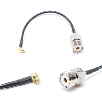 Пигтейл на кабель RG174 - 15 см / угловой MCX male - UHF female / [PG0411]