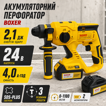 Аккумуляторный перфоратор BOXER SR-082 24 В Перфоратор SDS-Plus 2,1 Дж с 2 АКБ 4 А·ч