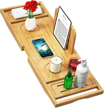 Поднос для ванны Banlilu Bathtub Tray Caddy из бамбука регулируемый размер