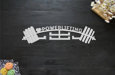 Вешалка для медалей из дерева, медальница "Powerlifting", под заказ (МД0208)