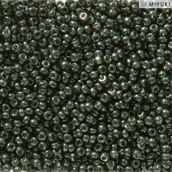 RR-5107 Бісер Miyuki Round Rocailles 11/0 (перлиновий, зелено-чорний), 50 г