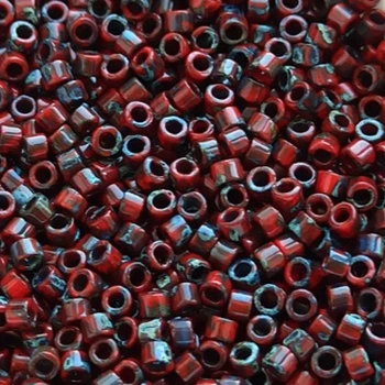 DB-2263 Бісер Miyuki Delica Beads 11/0 (непрозорий покриття пікассо мікс бордово-сірий), 50 г