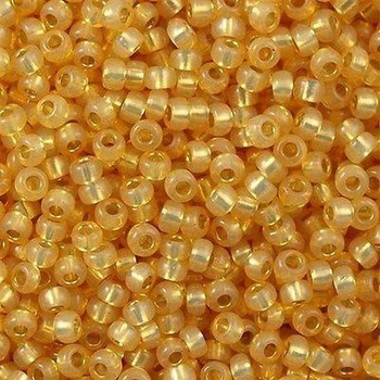 RR-578 Бісер Miyuki Round Rocailles 11/0 (світлий бурштин із срібною серединкою), 50 г