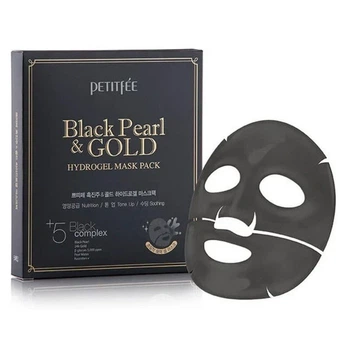 Гидрогелевая маска для лица с золотом и черным жемчугом Petitfee Black Pearl & Gold Hydrogel Mask Pack 5 шт
