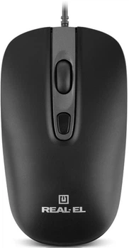 Компьютерная мышь Real-El RM-222 оптическая USB 1600 dpi Черная (EL123200040)