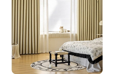 Штори-блекаут Shuixingjiafang Mercury Home Textile звукоізоляційні бежеві 1.5×1.8 м