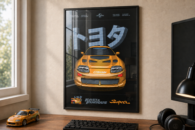 Постер Toyota Supra A80 Top Secret Форсаж - постер з авто, в рамці зі склом 30х40 см