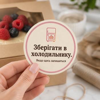 Комічні заклейки для кондитерських «Зберігати в холодильнику», 50 мм, 45 шт