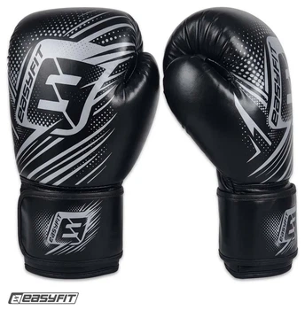 Боксерські рукавиці EasyFit PowerPunch 8 унцій (8 oz) (Чорний)