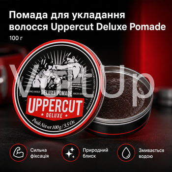 Помада Uppercut Deluxe Pomade STD 100 г для барберской укладки slick back и side part