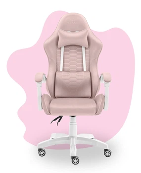 Геймерське крісло Hell's Chair HC-1000 Kids Pink White, велюр