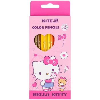 Цветные карандаши в наборе KITE 12 шт. Hello Kity двусторонние (HK25-054-1)