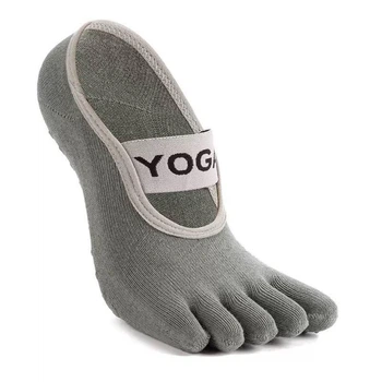 Шкарпетки SkyMove YOGA для йоги пілатесу фітнесу та танців антиковзкі сірі розмір 36-40 з розділеними пальцями бавовна з поліестером у складі (SK-2135-GY)